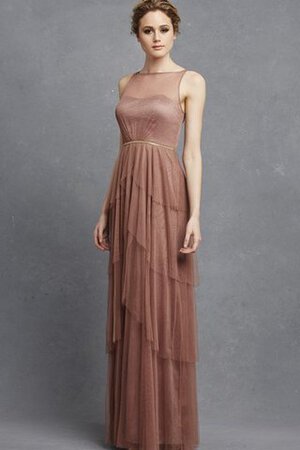 Tüll geschichtes Schlüsselloch Rücken langes Brautjungfernkleid ohne Ärmeln - Bild 9