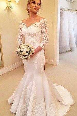 Clasico Vestido de Novia de Corte Sirena de Manga de longitud 3/4 de Cola Corte - Foto 2