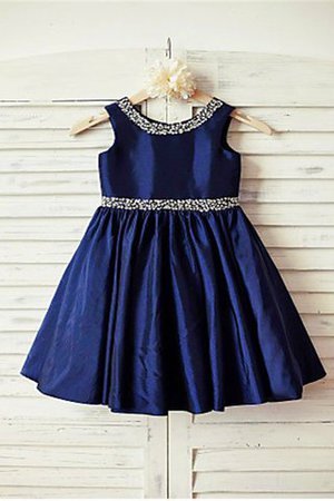 Prinzessin Schaufel-Ausschnitt Wadenlanges Blumenmädchenkleid aus Taft mit Reißverschluss - Bild 2