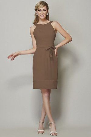 Schaufel-Ausschnitt Reißverschluss Enganliegendes Knielanges Brautjungfernkleid aus Chiffon - Bild 3