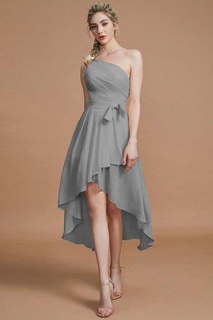 Robe demoiselle d'honneur courte avec zip manche nulle asymétrique avec chiffon - Photo 34