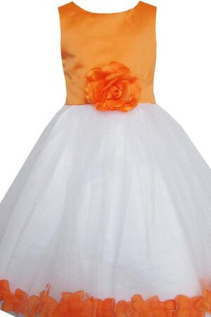 Reißverschluss Bateau Tüll A-Line Blumenmädchenkleid mit Blume mit Schmetterlingsknoten - Bild 5