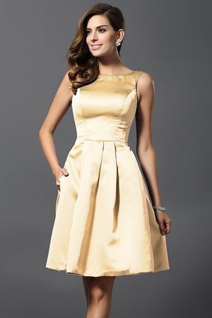 Prinzessin Satin A-Linie Knielanges Brautjungfernkleid mit Natürlicher Taille - Bild 6