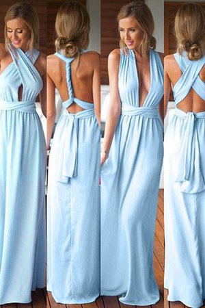 Abito da Damigella A Terra Senza Maniche in Chiffon Naturale A-Line - Foto 1