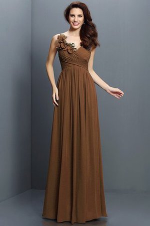 Robe demoiselle d'honneur plissage longue jusqu'au sol de col en v avec chiffon - Photo 4