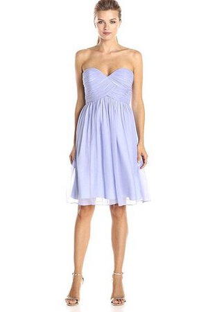 Robe demoiselle d'honneur plissé de lotus avec manche courte de col en v ruché - Photo 1
