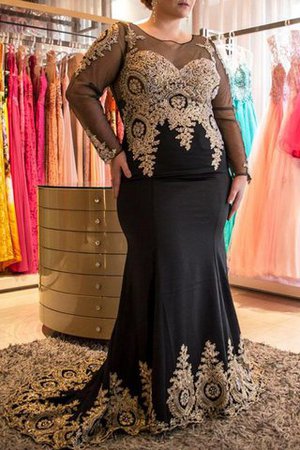 Chiffon Langärmeliges Normale Taille Sweep train Ballkleid mit Applikation - Bild 1