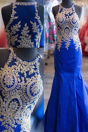 Normale Taille Perlenbesetztes Satin Sweep Train Abendkleid mit Applikation - Bild 1