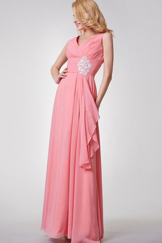 Robe demoiselle d'honneur avec fronce ruché manche nulle de lotus a-ligne - Photo 2
