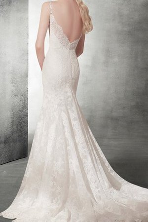 Robe de mariée naturel sans dos de col en v bretelles spaghetti avec sans manches - Photo 2