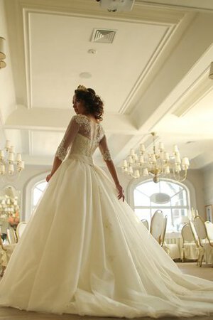 Schaufel-Ausschnitt Tüll A-Line bodenlanges Brautkleid mit Applike - Bild 3