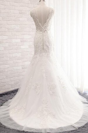 Sweep train Spitze keine Taille Kirche formelles Brautkleid mit Bordüre - Bild 4