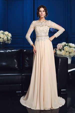 Perlenbesetztes Lange Ärmeln Prinzessin A-Line Brautmutterkleid aus Chiffon - Bild 3