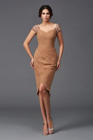Robe de cocktail courte appliques asymétrique en chiffon avec manche courte - Photo 1