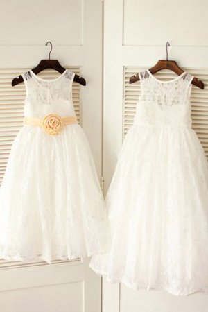 Normale Taille Prinzessin Ärmellos Bodenlanges Blumenmädchenkleid mit Schleife - Bild 1