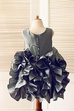 Tüll Normale Taille Ärmelloses Blumenmädchenkleid mit Breiter Träger mit Rüschen - Bild 2