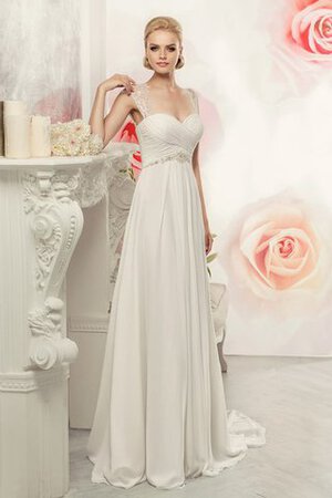 Abito da Sposa Lungo Queen Anne Senza Maniche in Chiffon alta vita A Terra - Foto 1
