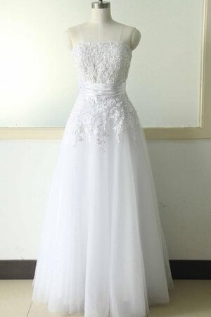 Robe de mariée en satin textile en tulle ligne a au bord de la mer avec fleurs - Photo 1