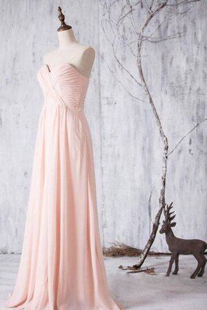 Robe demoiselle d'honneur naturel en chiffon entrecroisé avec zip de col en cœur - Photo 3