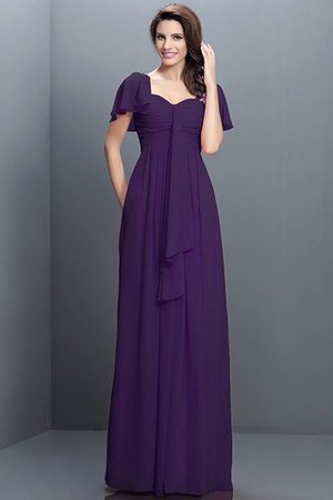 Halbe Ärmeln Herz-Ausschnitt Plissiertes Bodenlanges Brautjungfernkleid aus Chiffon - Bild 13
