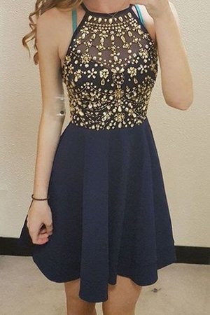 Chiffon Schaufel-Ausschnitt A Linie Prinzessin Cocktailkleid ohne Ärmeln - Bild 1
