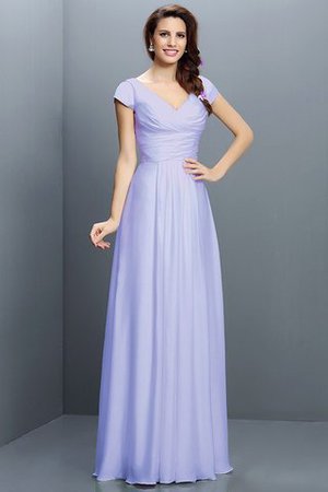 Robe demoiselle d'honneur plissé avec zip en chiffon de princesse a-ligne - Photo 17