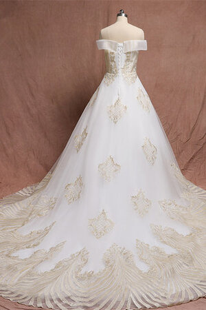 Robe de mariée enchanteur cordon de traîne mi-longue avec perle jusqu'au sol - Photo 3