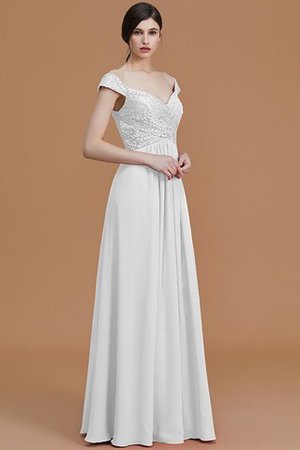Robe demoiselle d'honneur naturel en chiffon de princesse de col en v a-ligne - Photo 35