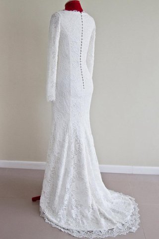 Klassisches Reißverschluss Zickzack Ausschnitt konservatives Elegantes bodenlanges Brautkleid - Bild 2