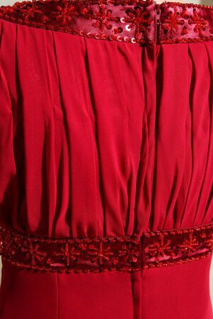 Perlenbesetztes Chiffon gerüschtes kurze Ärmeln bodenlanges Abendkleid - Bild 6