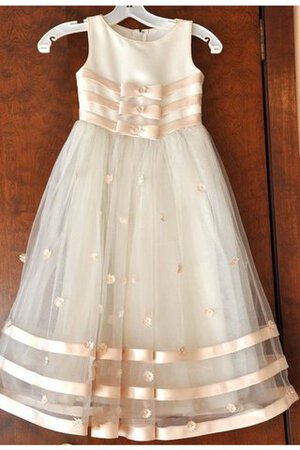 Robe de cortège enfant plissage manche nulle ceinture avec nœud à boucles textile en tulle - Photo 1