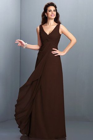 Robe demoiselle d'honneur longue plissage ligne a avec chiffon grandes bretelles - Photo 7