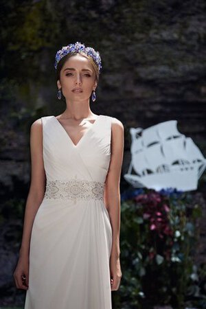 Gerüschtes a linie Reißverschluss Strand prächtiges Brautkleid aus Chiffon - Bild 2