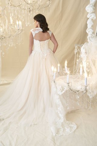 Vestido de Novia en Tul de Espalda con ojo de cerradura de Escote redondo de Cordón - Foto 2