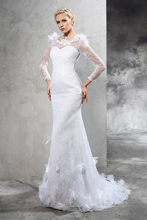 Ewiges Satin Lange Ärmeln Extravagantes Brautkleid mit Gericht Schleppe - Bild 5