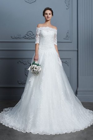 Robe de mariée d'epaule ajourée frappant en 1/2 manche balancement romantique - Photo 3