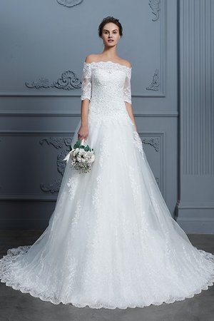 Robe de mariée d'epaule ajourée frappant en 1/2 manche balancement romantique - Photo 3