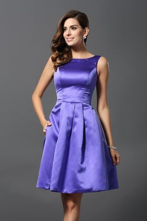 Prinzessin Satin A-Linie Knielanges Brautjungfernkleid mit Natürlicher Taille - Bild 1