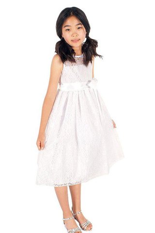 Abito da Cerimonia Bambini A-Line con Fiore in pizzo Senza Maniche - Foto 1