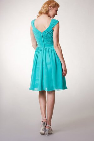 Robe demoiselle d'honneur bref plissé entrecroisé ruché avec zip - Photo 3