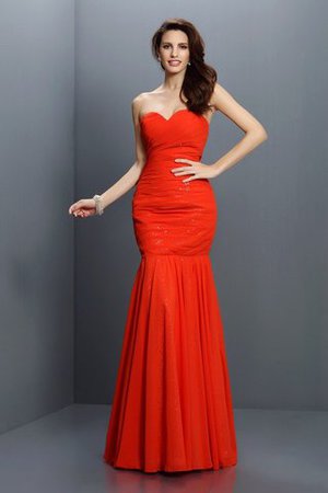 Chiffon Plissiertes Bodenlanges Brautjungfernkleid mit Herz-Ausschnitt mit Empire Taille - Bild 1
