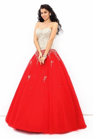 Ärmelloses Satin Anständiges Formelles Quinceanera Kleid mit Rücken Schnürung - Bild 5