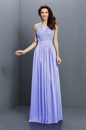Reißverschluss Ärmellos Prinzessin Chiffon V-Ausschnitt Brautjungfernkleid - Bild 16