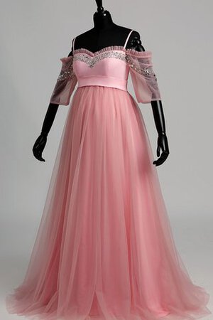 Gerüschtes Perlenbesetztes Sweep train halbe Ärmeln romantisches Ballkleid aus Tüll - Bild 1