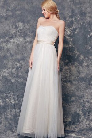 Gerüschtes Reißverschluss Elegantes bodenlanges Brautjungfernkleid mit Schleife mit Gürtel - Bild 2