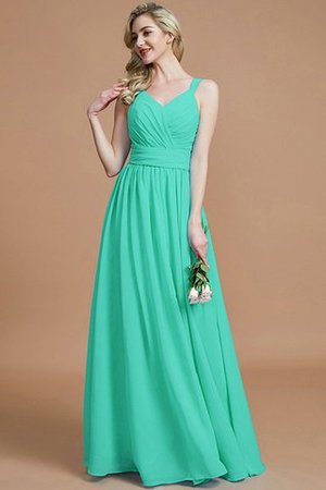 Ärmelloses Prinzessin A-Line Bodenlanges Brautjungfernkleid mit V-Ausschnitt - Bild 21