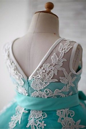 Robe de cortège enfant naturel jusqu'au sol fermeutre eclair en tulle avec fleurs - Photo 5