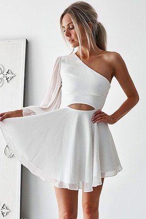 Langärmeliges One Schulter Beliebt Chiffon Mini Abschlusskleid - Bild 2