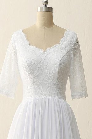 Abito da Sposa in Chiffon Cerniera in Raso con Mezze Maniche in pizzo Spazzola Treno - Foto 2