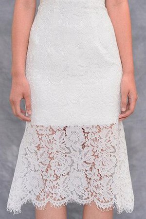 Sencillo Vestido de Novia de Hasta la Tibia de Sin mangas de Escote en V de Encaje Adorno - Foto 3